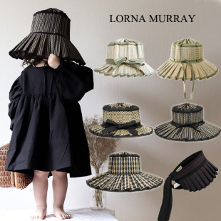 Murray祖国版 现货Lorna 男女童遮阳帽可折叠百褶亲子草帽防晒帽子