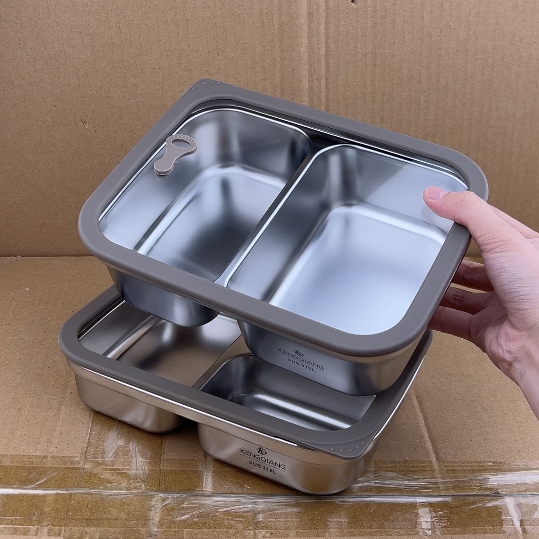 饭盒上班族2025新款便当盒316L不锈钢饭盒微波炉加热密封分格餐盒