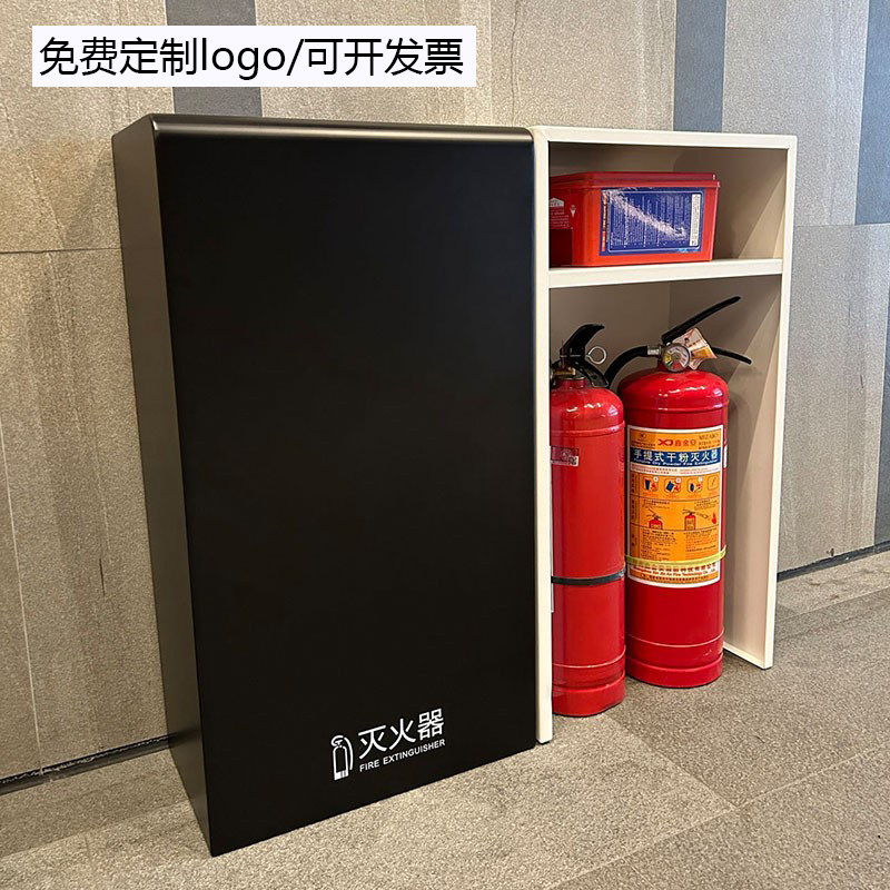 新款不锈钢三面包双层灭火器箱办公楼酒店商场展厅立式专用消防箱
