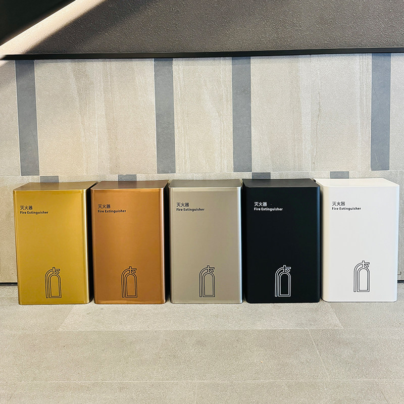 新款不锈钢灭火器箱消防器材遮挡箱5kg2支装商场办公楼4S店消火器