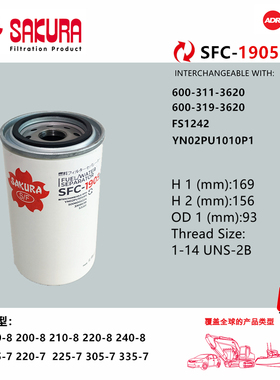 SFC1905PC200-8 600-319-3620现代215-7FS1242油水滤芯P551864