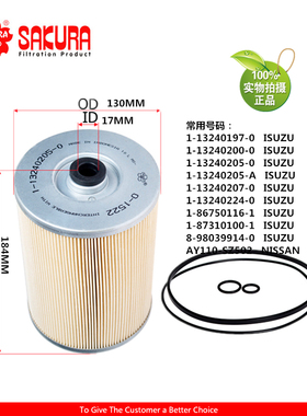 樱花O1522五十铃重卡 泵车 搅拌车机油滤芯1-13240205-0