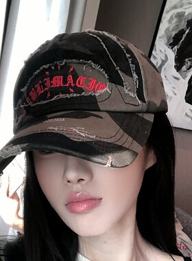 美式复古棒球帽子女春夏天百搭ins梵文刺绣鸭舌帽夏季情侣男