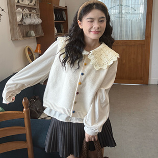 韩系小清新叠穿彩色扣子马甲+宽松长袖衬衫上衣两件套女秋季新款