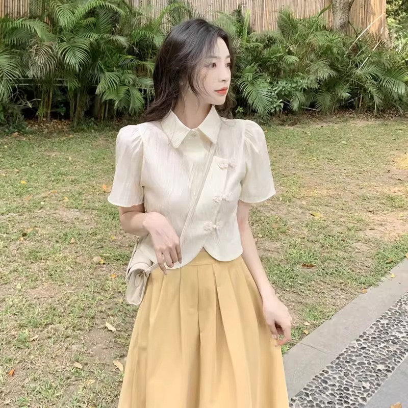 不规则短款衬衫女夏季2025新款