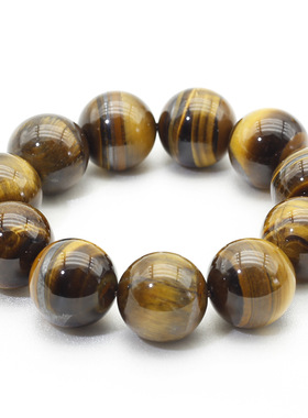 正品天然黄虎眼石黄色虎睛石木变石圆珠手链手串散珠20mm*11男