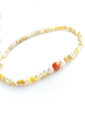 黄金母贝南红玛瑙白珍珠贝壳珠3mm小米珠超细款手链简约爆款