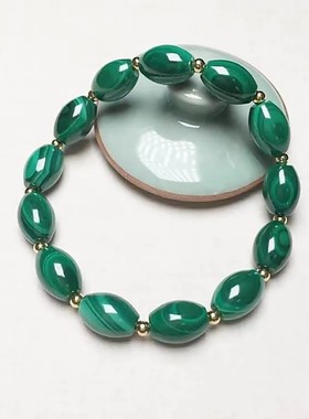 天然孔雀手链转运珠大枣珠枣形珠石路路通水晶水头足配饰保色