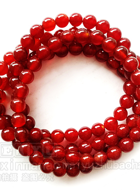 纯天然玛瑙红色手钏单圈多层佛珠