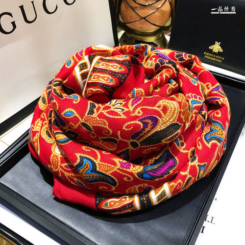 酒红色棉麻风春款冬季复古围巾