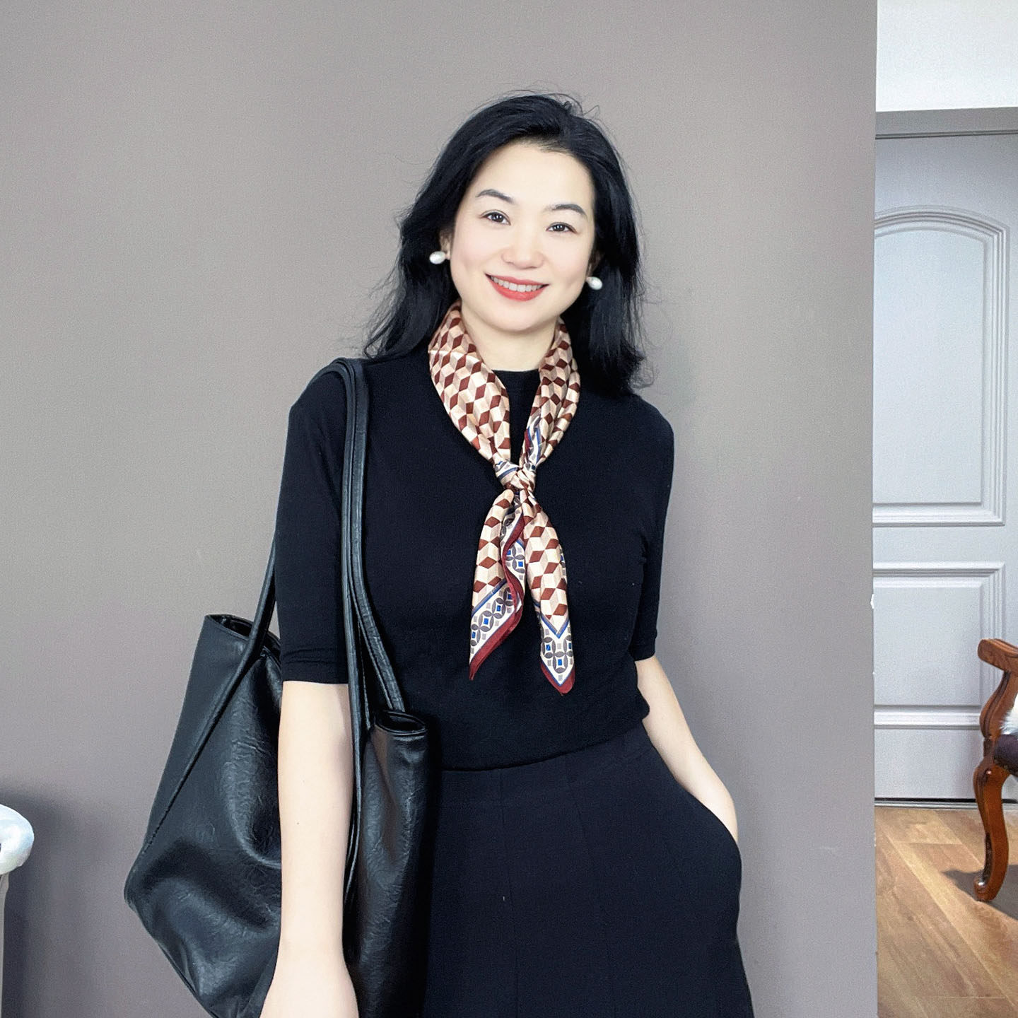 轻奢高级感！红色格子真丝丝巾女100%桑蚕丝65中方巾春秋领巾围巾