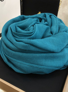 2026新款棉麻围巾女冬季保暖春秋长款日系文艺湖蓝色薄款百搭围脖