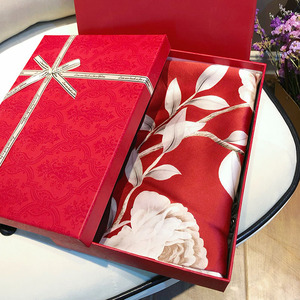 红色真丝丝巾女式2023新款桑蚕丝中方巾高档送礼妈妈护颈国风围巾