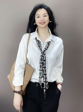 独特迷人！黑色真丝丝巾女士高级感护颈装饰100%桑蚕丝长条小围巾