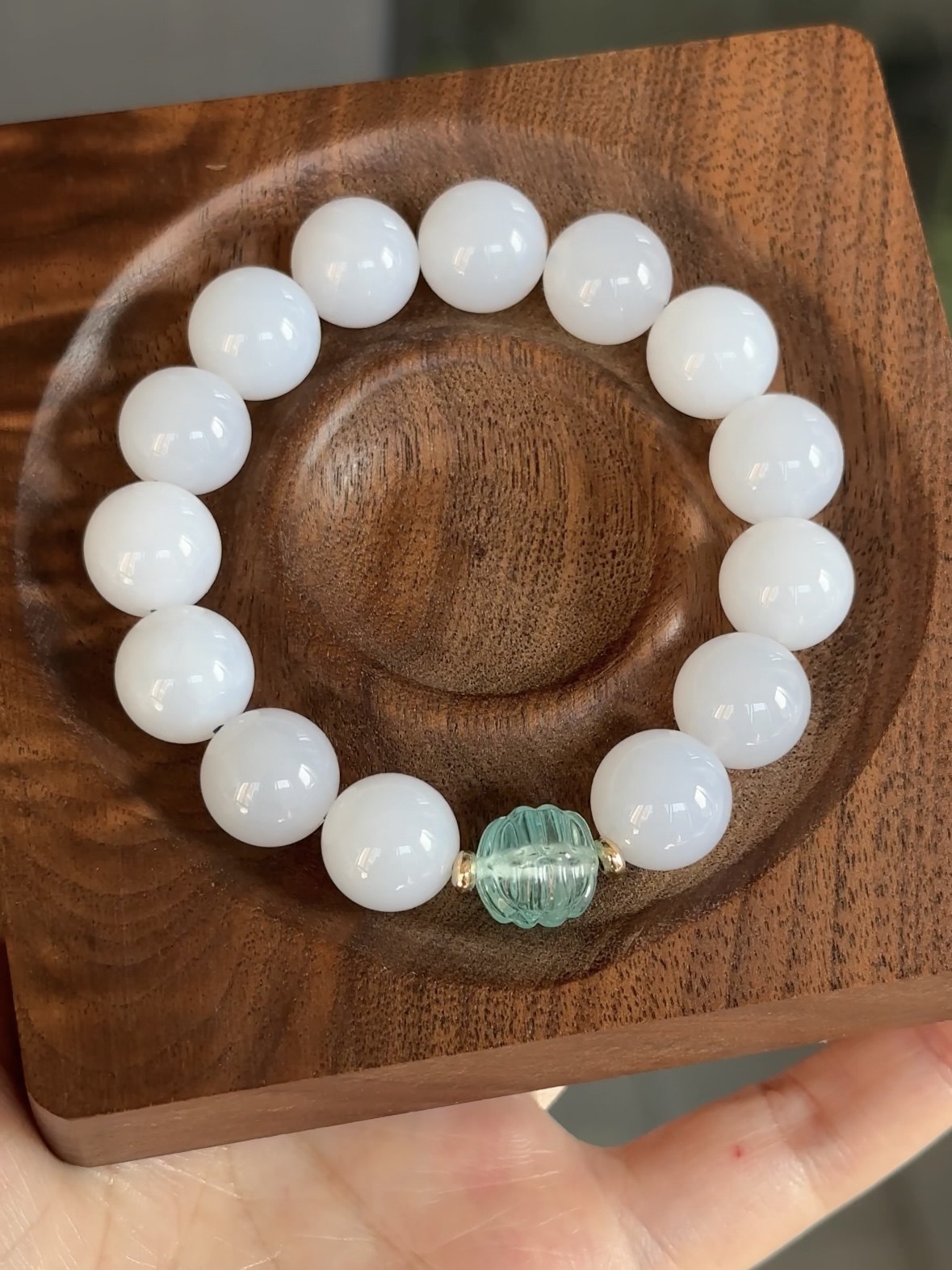 石头的日记  温柔古典大颗浅浅蓝玉髓琉璃珠手串 图片款