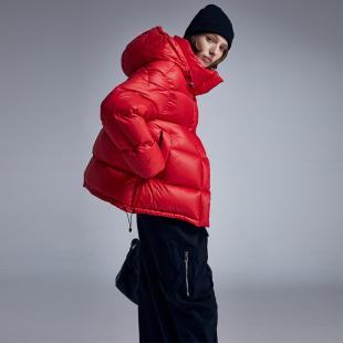 羽绒服女2024新款冬欧版季黑金短款白鸭绒加厚保暖连帽面包服外套