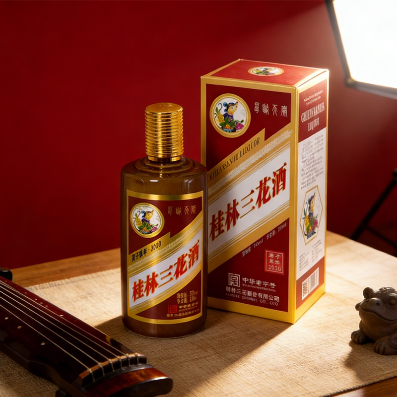 桂林三花酒鼠年生肖纪念酒礼盒装55度580ml 米香型白酒粮食酿造酒