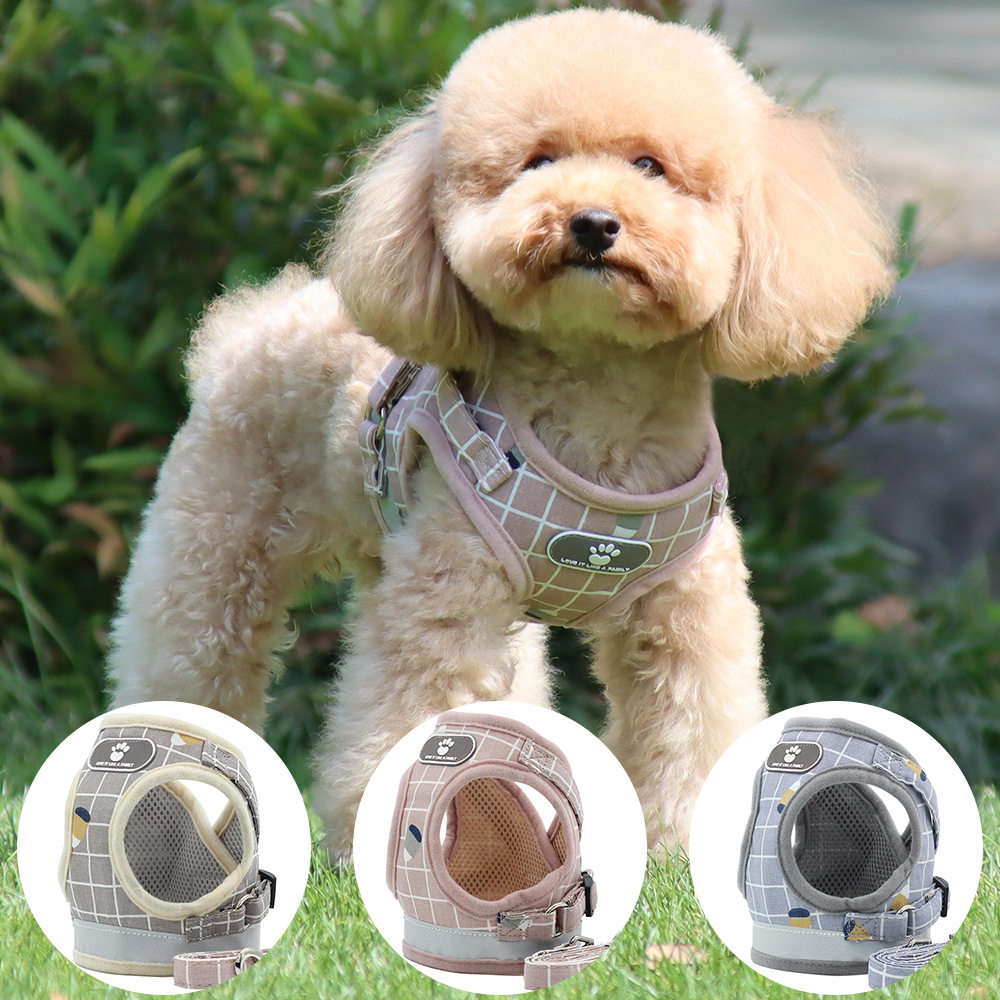 狗狗牵引绳背心链子小型犬泰迪比