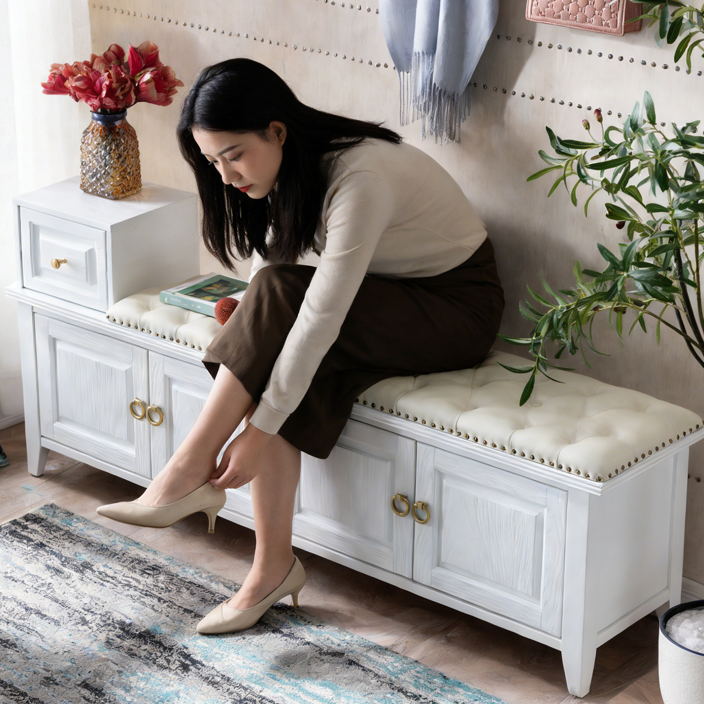 换鞋凳家用进门口轻奢入户可坐式鞋柜坐凳一体鞋架凳子实木穿鞋凳,住宅家具,换鞋凳,淘宝优惠券,粉丝福利购,淘宝优惠卷