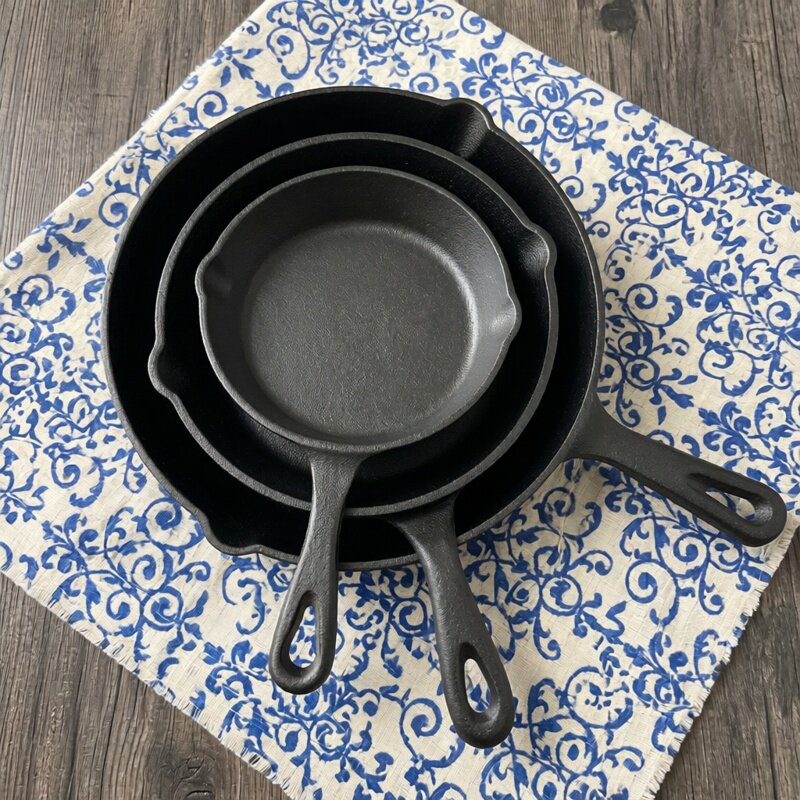 迷你小铸铁平底锅生铁煎锅不粘无涂层煎蛋锅铸铁锅摆地摊无盖中式