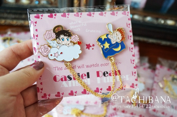 spn邪恶力量supernatural天使守护castiel dean金属徽章destiel