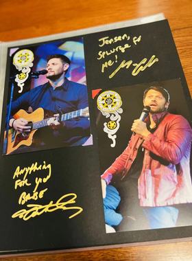 无料SPN邪恶力量misha collins jensen ackles签名cockles金属贴