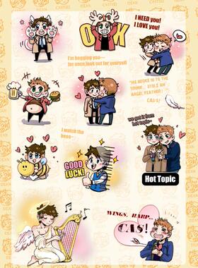 SPN邪恶力量supernatural destiel竖琴天使透明背景贴纸PVC手账贴