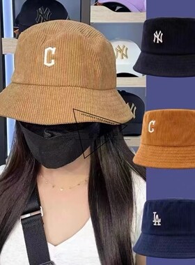 韩国潮牌MLB正品ins潮秋季新款条绒休闲百搭渔夫帽盆帽3AHTC0136
