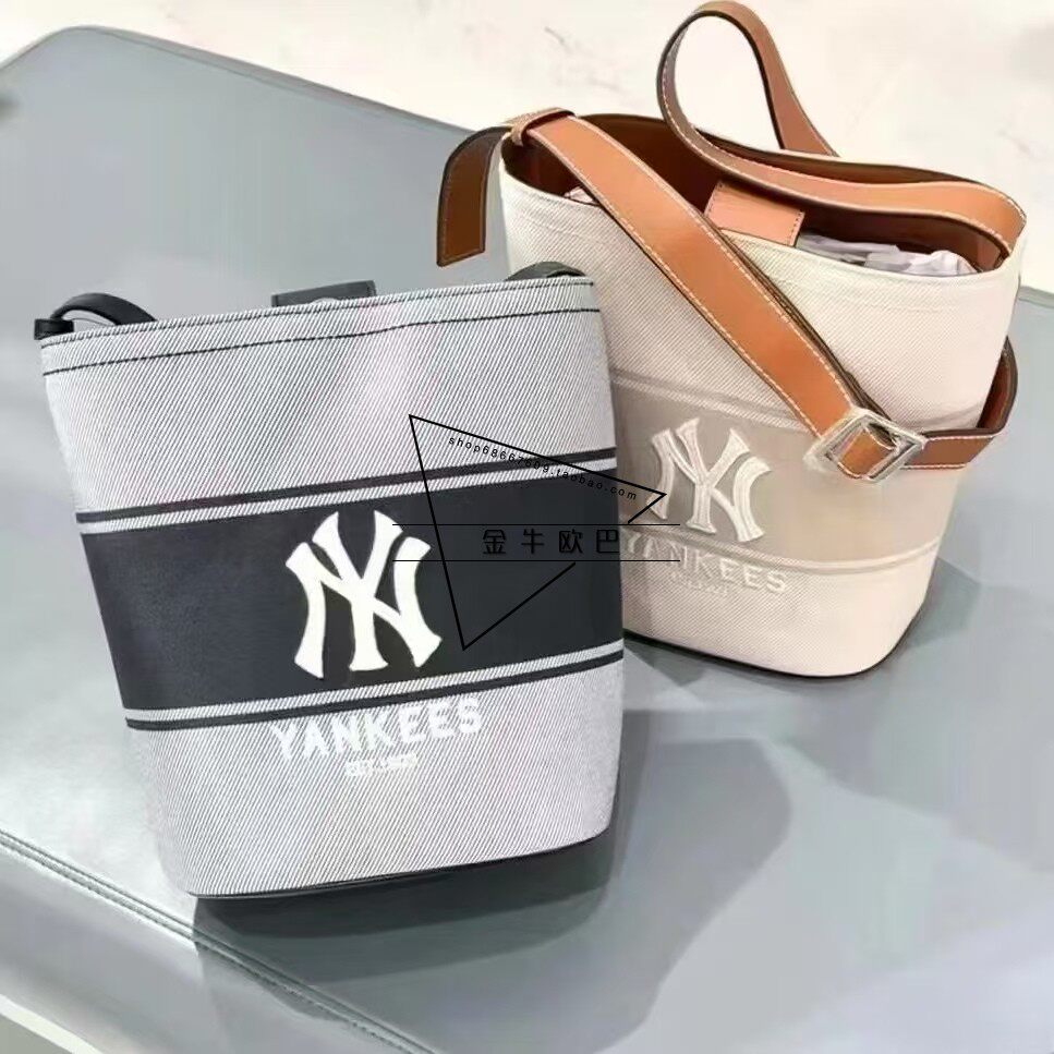 韩国MLB专柜正品25SS新款复古撞色拼接款水桶包单肩包3ABMB015N