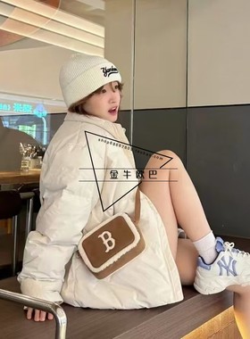 韩国潮牌MLB专柜正品秋冬款大标毛绒相机包单肩斜挎包3ACRS0746