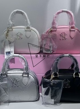 潮牌MLB正品26新款儿童老花暗纹保龄球包蝴蝶挂饰斜挎包7ACRM056N