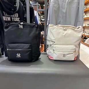 韩国MLB专柜正品24SS新款轻便简约抽绳双肩包背包可单肩3ABKM064N