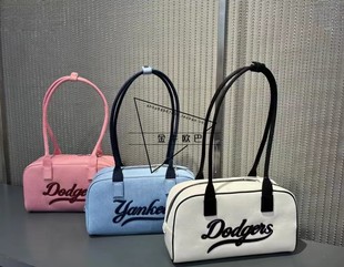 韩国潮牌MLB正品 仿牛仔保龄球包大容量手提单肩包3ABQL054N 24新款