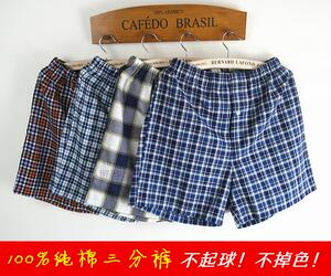 睡裤男女夏季薄款纯棉小方格短裤沙滩裤居家三分裤运动休闲小裤衩
