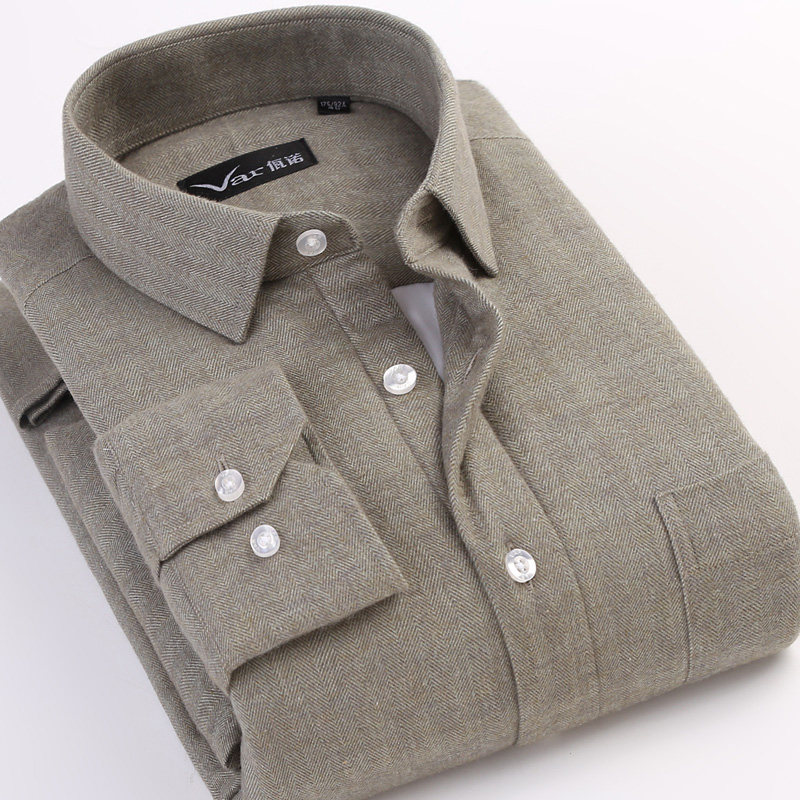 var高端冬季加绒男士长袖商务保暖衬衫桑蚕丝加厚夹棉寸衫新款