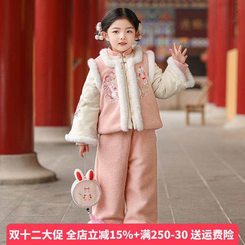 拜年服加厚套装女童冬装女