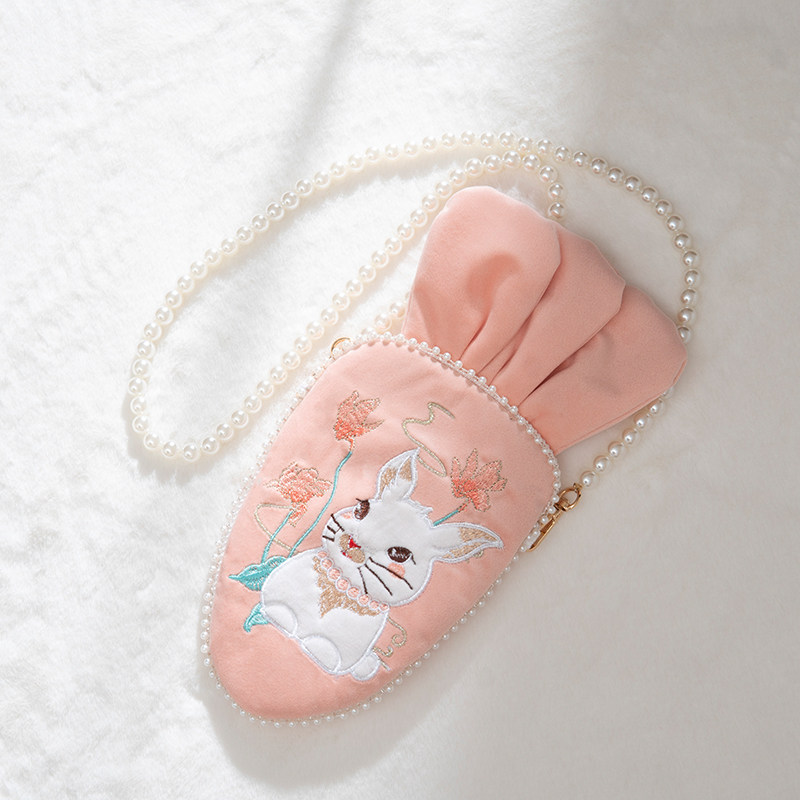 茗楠原创萝卜兔子儿童包包珍珠链斜挎拉链刺绣可爱中国风汉服配饰,童装/婴儿装/亲子装,包包,淘宝优惠券,粉丝福利购,淘宝优惠卷