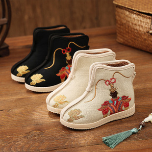 男童老北京布鞋绣花鞋儿童古风汉服鞋季冬古装鞋子舞蹈中国风童鞋
