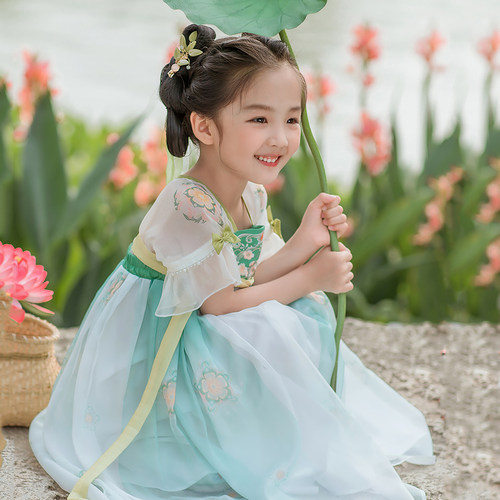 贝优可汉服女童中国风轻纱
