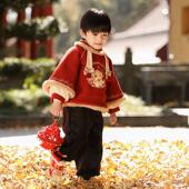 男宝周岁礼服喜庆新年装 汉服男童蛇年拜年服冬款 加厚中国风唐装