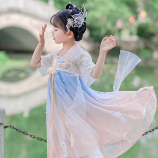 裙子 小孩连衣裙古风超仙中国风高端儿童古装 薄款 原创女童汉服夏季