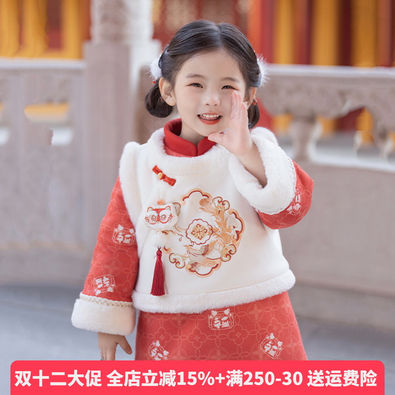 旗袍加厚过年拜年服两件套