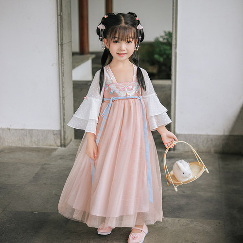 春装蝴蝶刺绣小女孩齐胸襦裙汉服