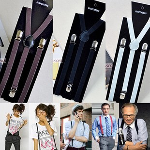 牛仔英伦风通用型1.5织布背带夹男女士背带裤吊裤带百搭