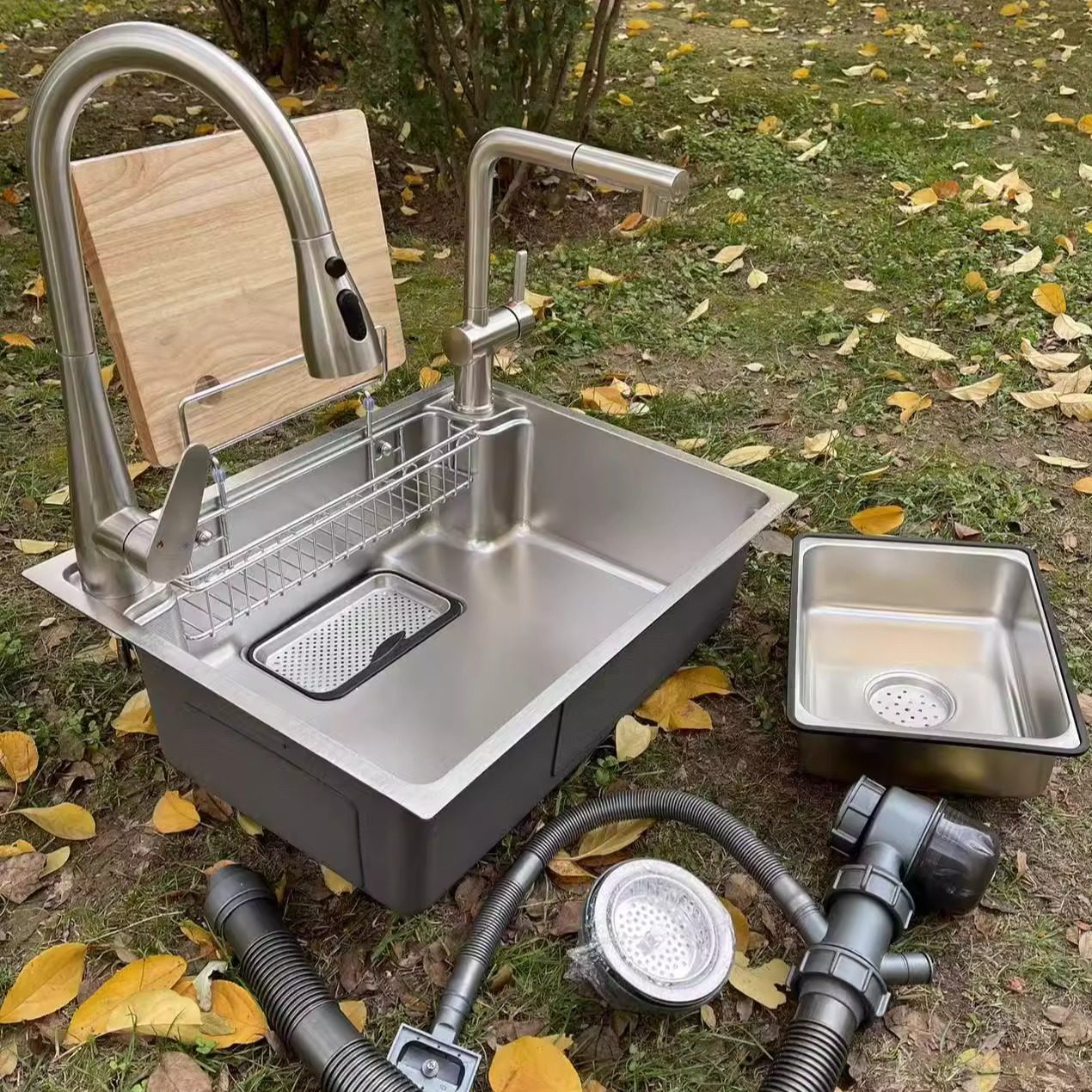 小户型压纹银色厨房304不锈钢洗碗槽家用洗菜池日式一体拉伸盆