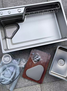 3D米粒压纹超导流大单槽一体成型SUS304不锈钢侧排水SUS304洗菜池