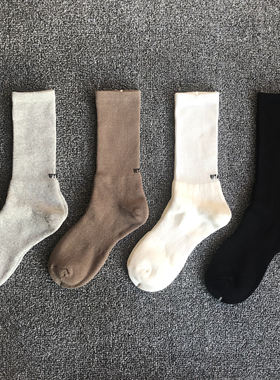 3双组日系袜子男女秋冬加厚毛巾运动纯棉潮流工装袜长款白色休闲