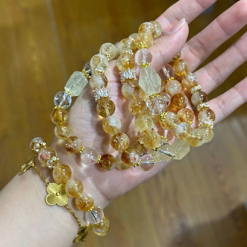 原创天然黄水晶阿赛手串天然黄水晶随形手链女简约时尚饰品批发
