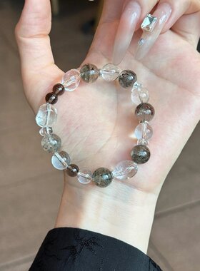 天然白水晶绿幽灵水晶手串高级清冷感首饰串珠手链送礼首饰批发