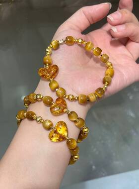 天然金虎眼石碎手串女纯爱心手链小红书热销招财珠宝首饰批发